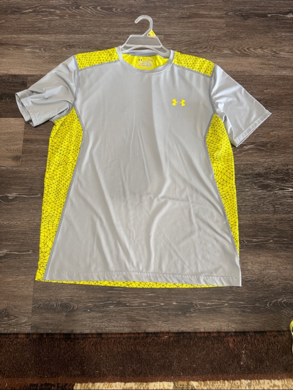 Under Armour Gray with Neon Yellow Accent Short Sleeve Performance Tee